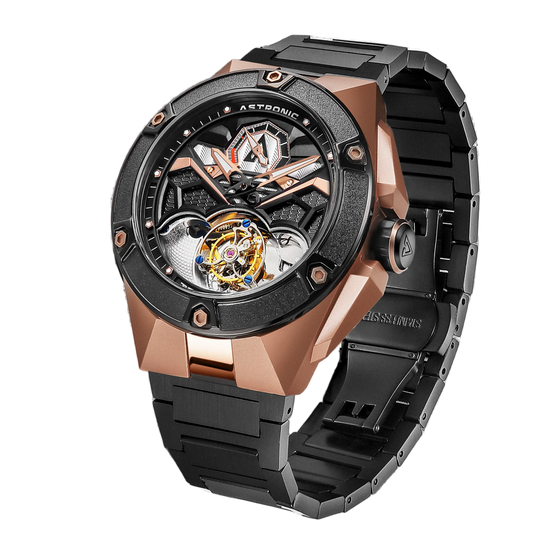 Astronic - Flying Tourbillon - NightHawk - Co-axial - Gold - Swiss Tritec - Power Reserve - STL-117B-RG