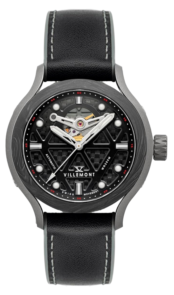 VILLEMONT TENACITY SWISS AUTOMATIC VM-2001-01 Zwitsers Automatisch - Limited Edition - Open Hart - Carbon - Titanium - Handgemaakt - Geschenkset