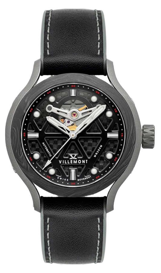 VILLEMONT TENACITY SWISS AUTOMATIC VM-2001-01 Zwitsers Automatisch - Limited Edition - Open Hart - Carbon - Titanium - Handgemaakt - Geschenkset