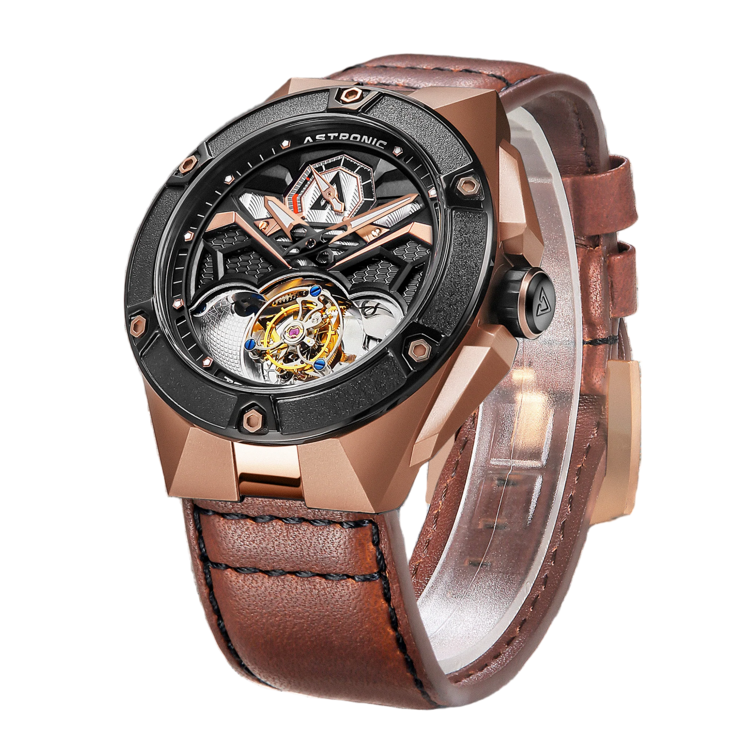 Astronic - Flying Tourbillon - NightHawk - Co-axial - Gold - Power Reserve STL-117S-RG-RG