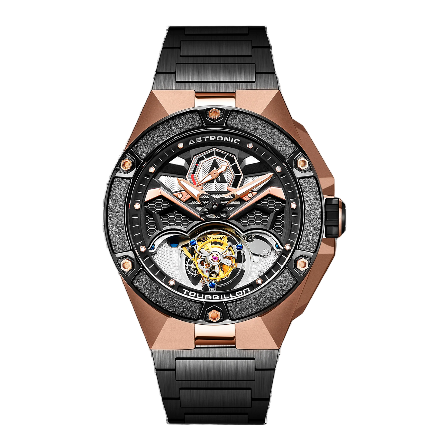 Astronic - Flying Tourbillon - NightHawk - Co-axial - Gold - Swiss Tritec - Power Reserve - STL-117B-RG