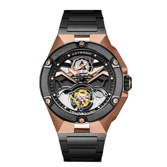 Astronic - Flying Tourbillon - NightHawk - Co-axial - Gold - Swiss Tritec - Power Reserve - STL-117B-RG