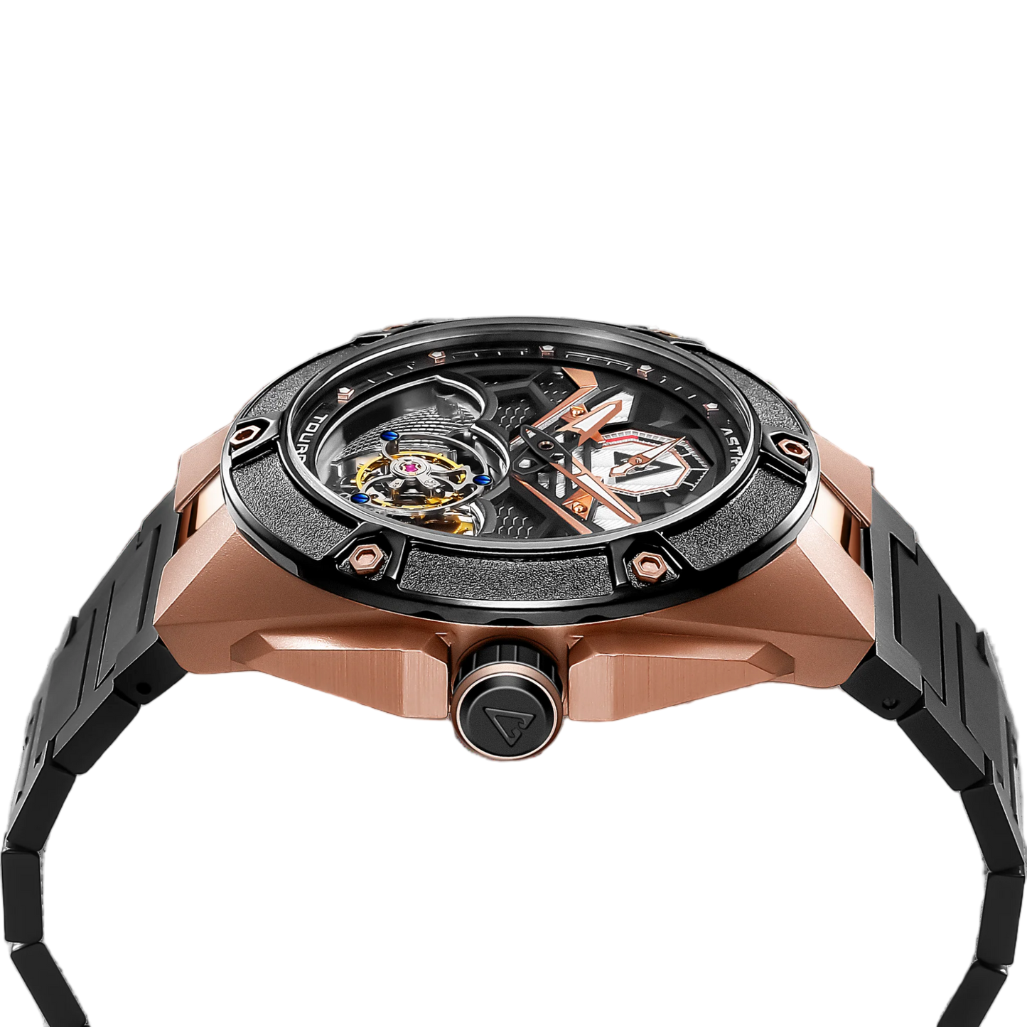 Astronic - Flying Tourbillon - NightHawk - Co-axial - Gold - Swiss Tritec - Power Reserve - STL-117B-RG