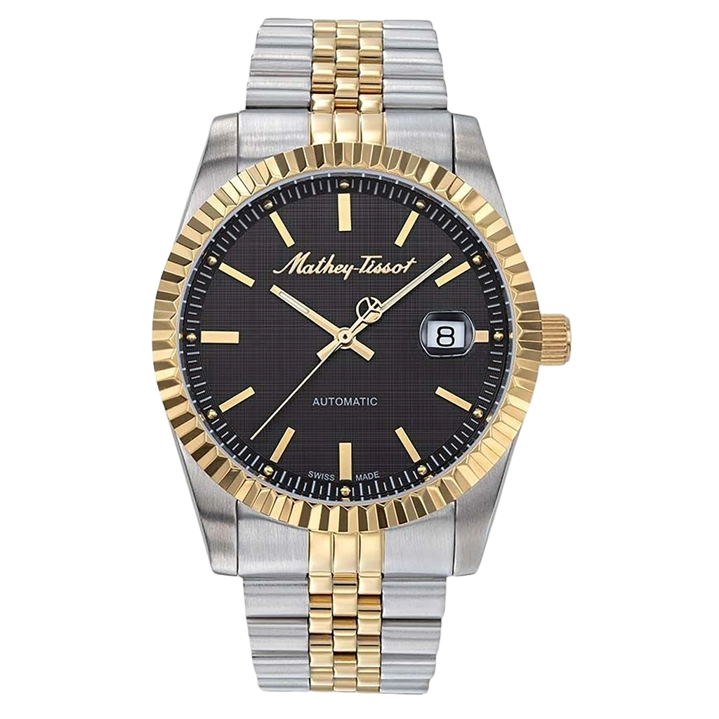 Mathey-Tissot-Mathy-III-Automatic-STP-1-11-Caliber-Cyclops-Loupe-Sun-Bezel-Gold-H1810ATBN-Front